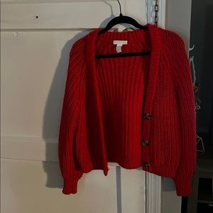 Cable knit cropped cardigan